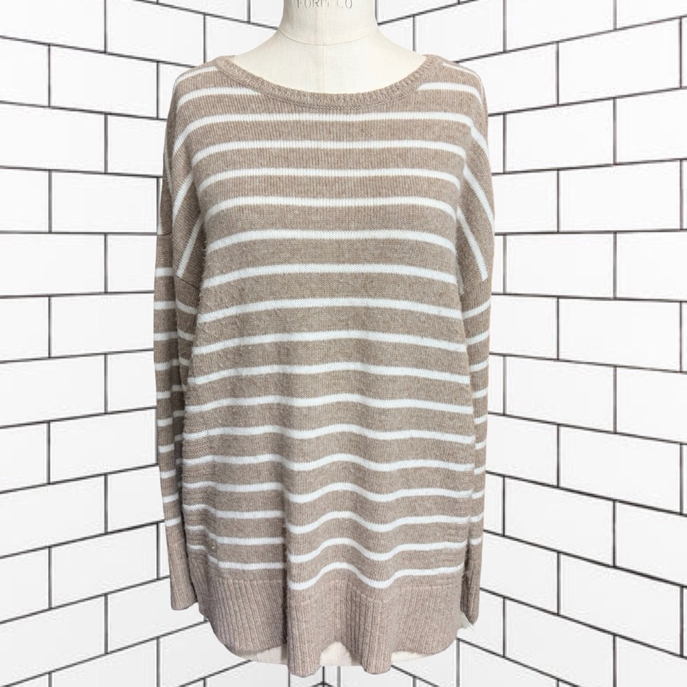 Chicos Rib Detailed Pullover Striped Knit Tunic Sweater Women's Size Large